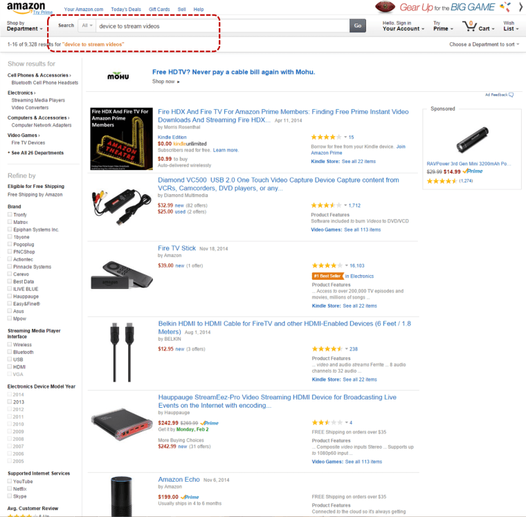 Screenshot from amazon.com taken 2/1/2015