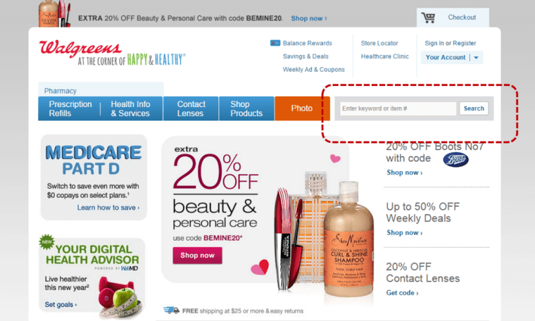 Screenshot from walgreens.com taken 2/1/2015