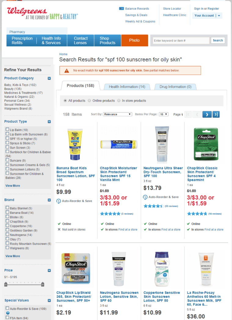 walgreens search results