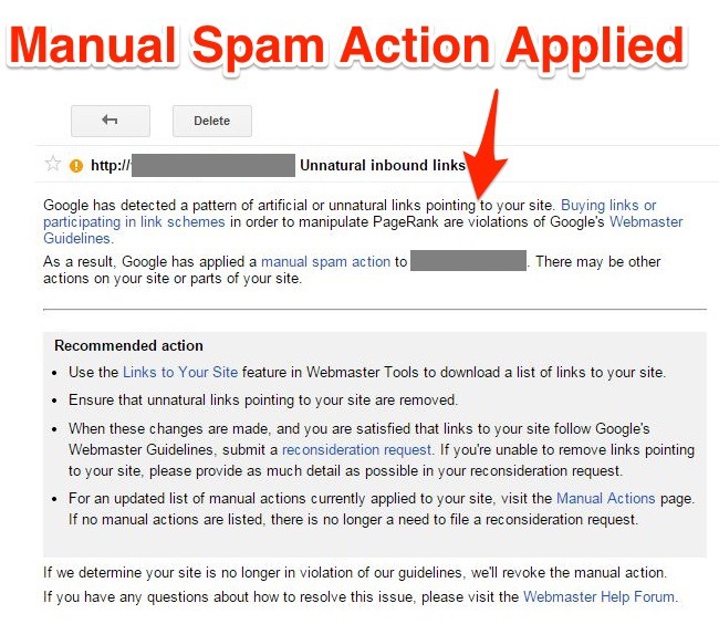 Manual Spam Action Applied