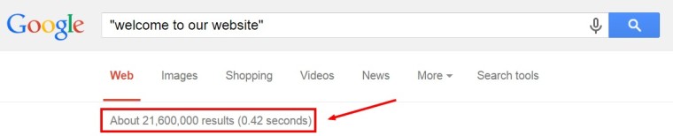 Google search for welcome to our website
