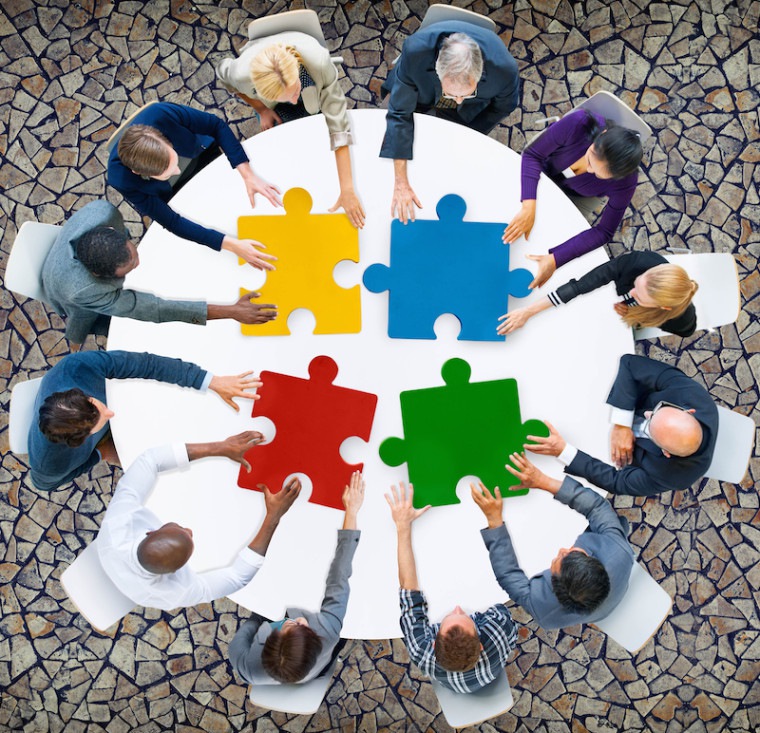 Business People Jigsaw Puzzle Collaboration Team Concept