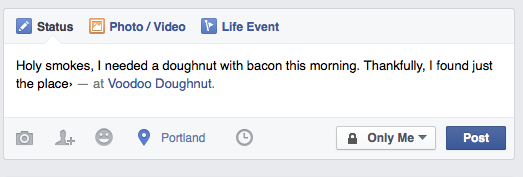 Voodoo Doughnuts check in on Facebook