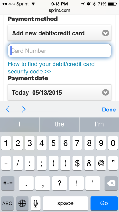 How Not To Do Your Credit Card Field on Mobile