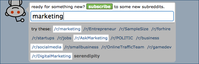 Subreddit Search for "marketing"