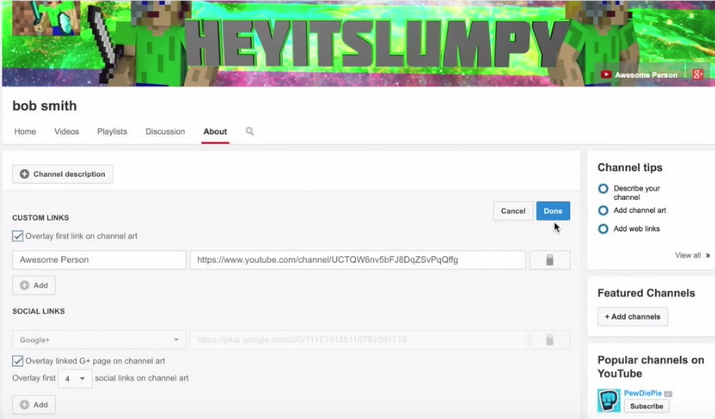 Screenshot of HeyItsLumpy YouTube Channel