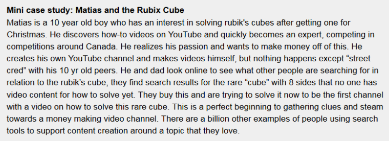 Casestudy text box of boy with Rubik's cube