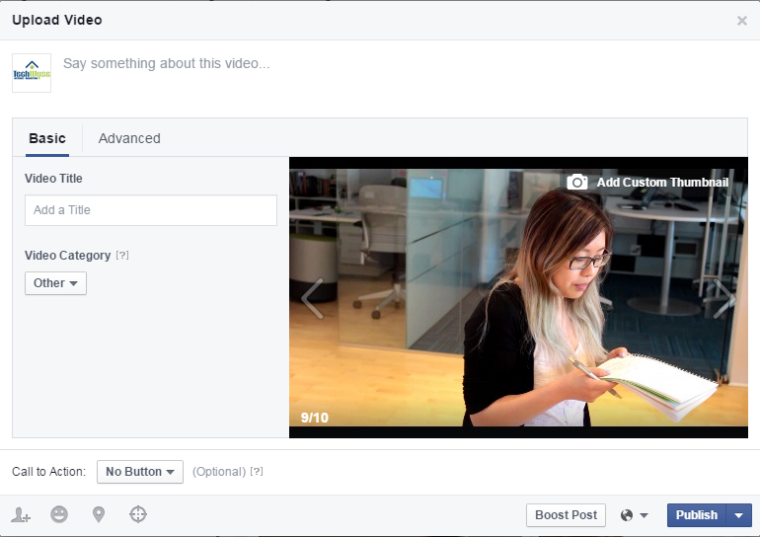 facebook video upload screenshot