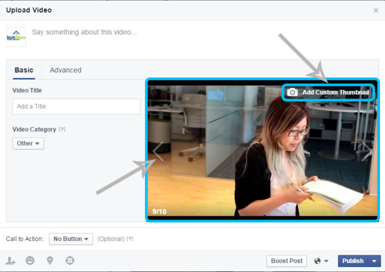 add custom thumbnail facebook videos