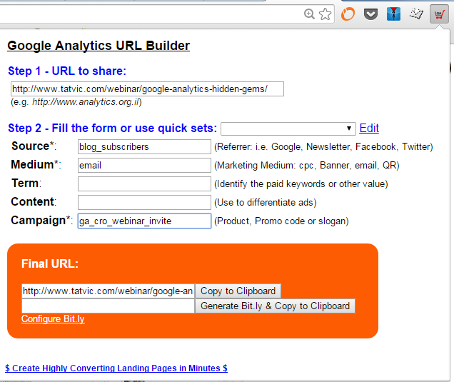 Google Analytics URL Builder