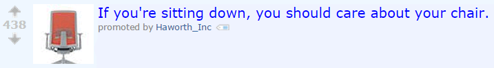 Haworth Chairs uses a Reddit ad to provide valuable information about chairs and sitting.
