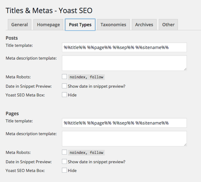 Yoast SEO Plugin Post Types 