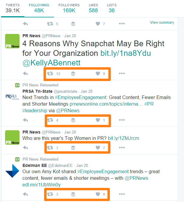 PR News Twitter Page Conversation Engagement Example