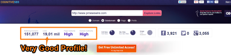 PR Newswire Backlink Explorer Analysis