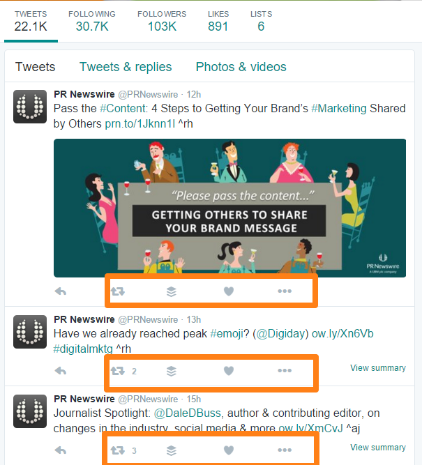 PR Newswire Twitter Page Conversation Engagement