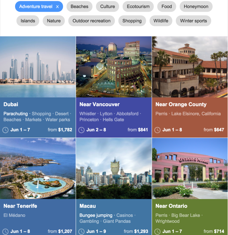 google travel search