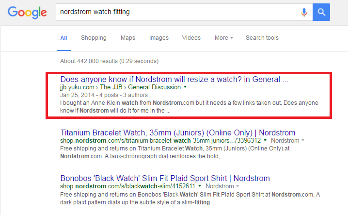 nordstrom watch fitting google search results