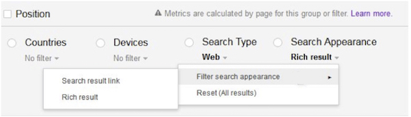 Google filter rich results