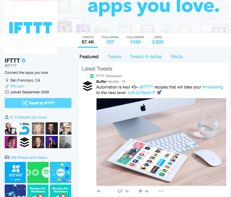 IFTTT featured tweets