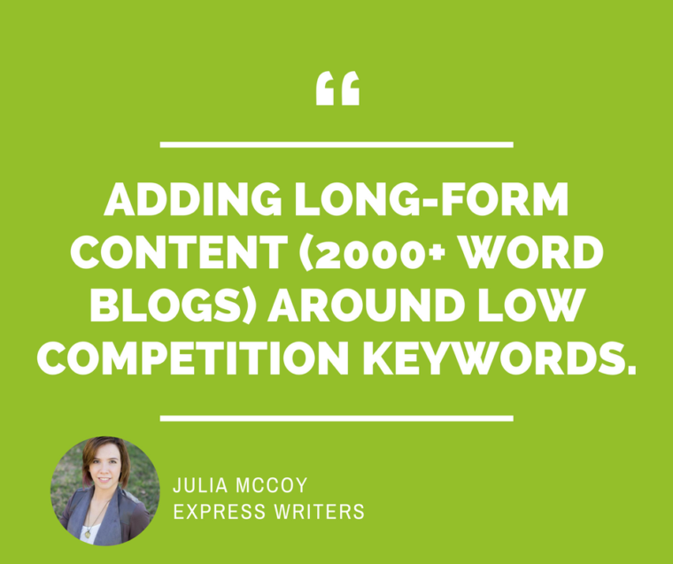 Julia McCoy Express Writers SEO Quote