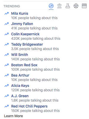 Facebook Trending Today