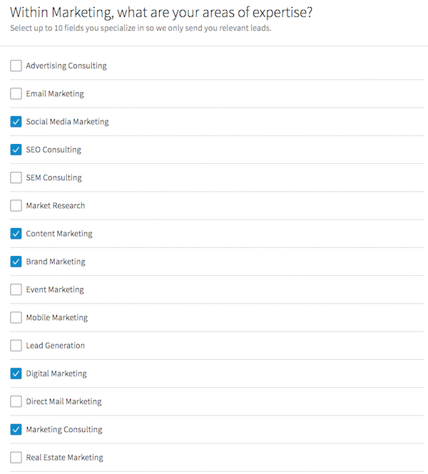 Marketing areas of expertise