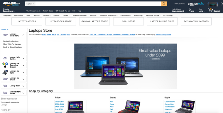 Amazon Laptops Category