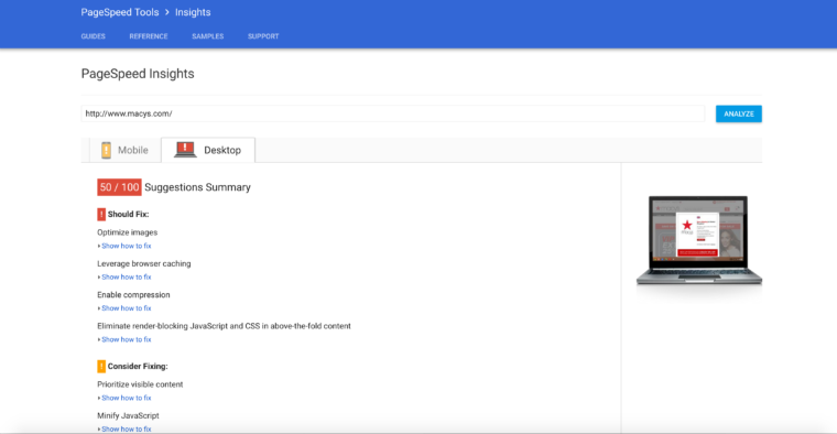Macys Page Speed