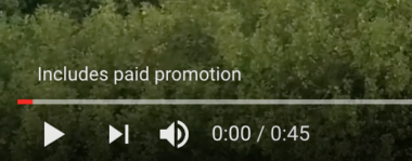 YouTube includes paid promotion