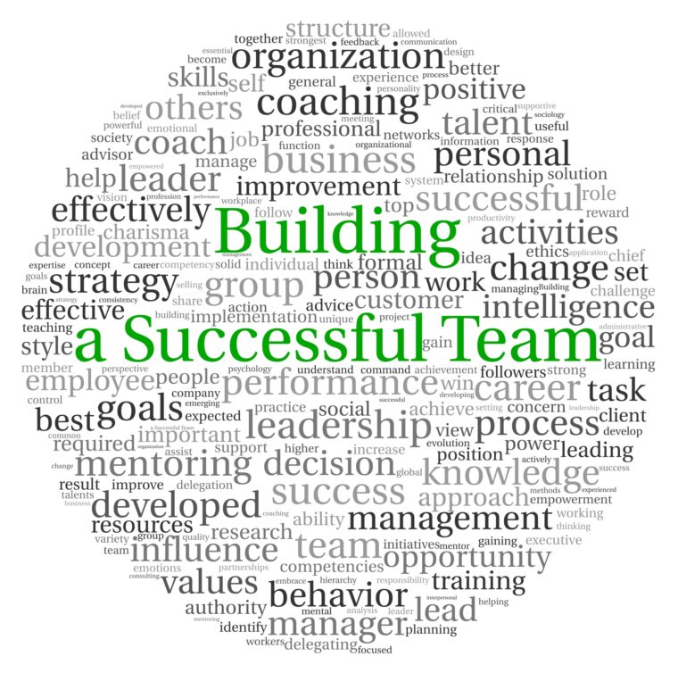 Building a Successful Team concept in word tag cloud on white background