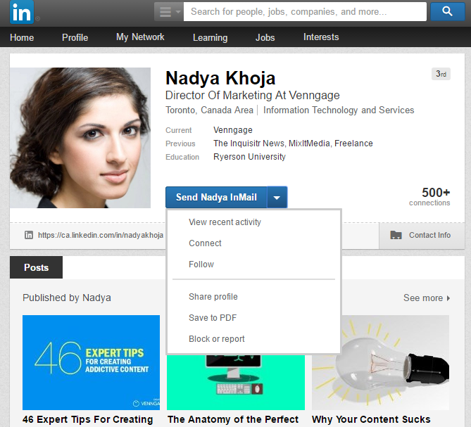 Profile screenshot from Linkedin page