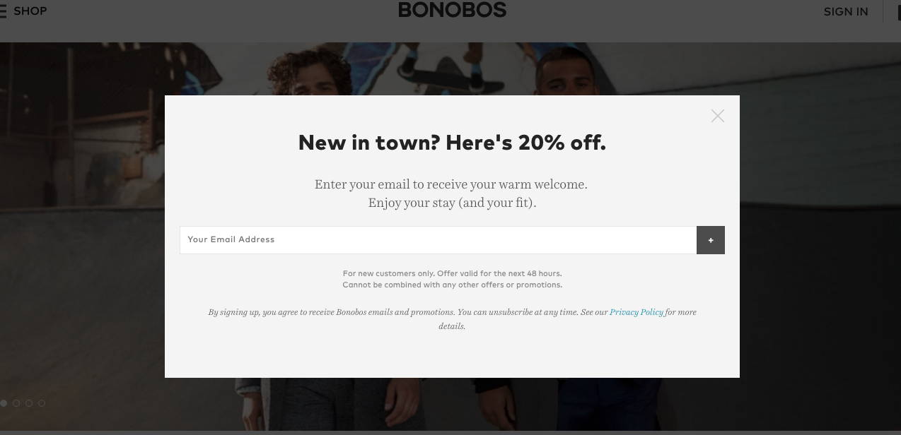 Bonobos discount new visitor