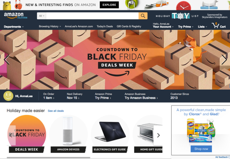 Amazon holiday homepage
