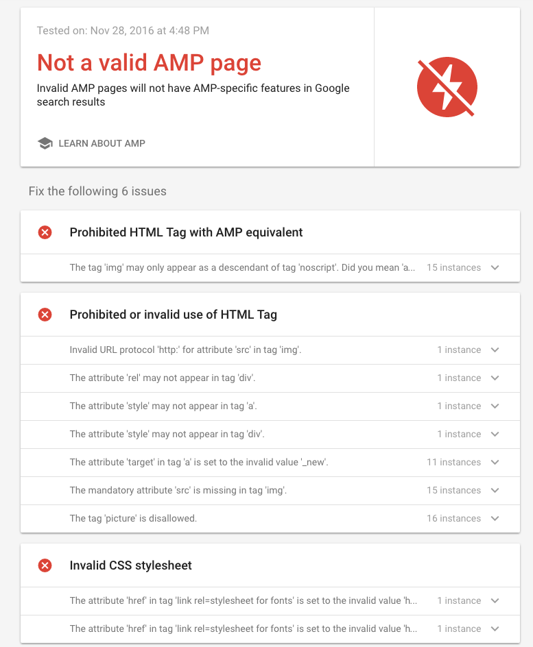 google amp validator tool