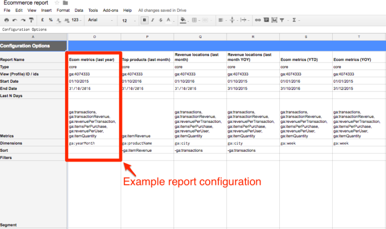 example report config