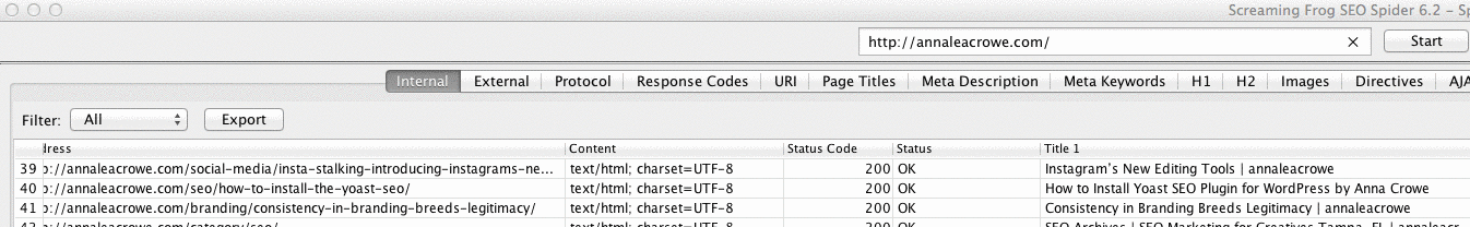 javascript in screaming frog