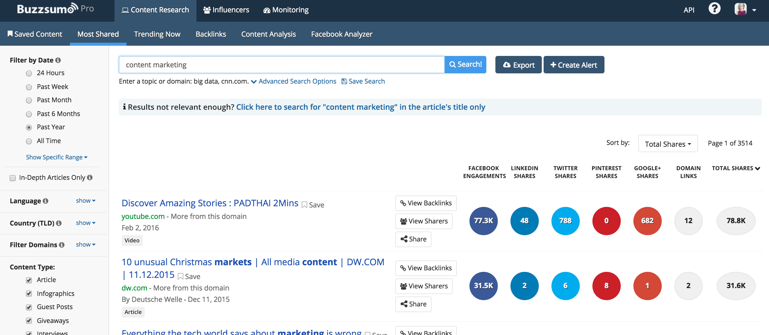 BuzzSumo screenshot