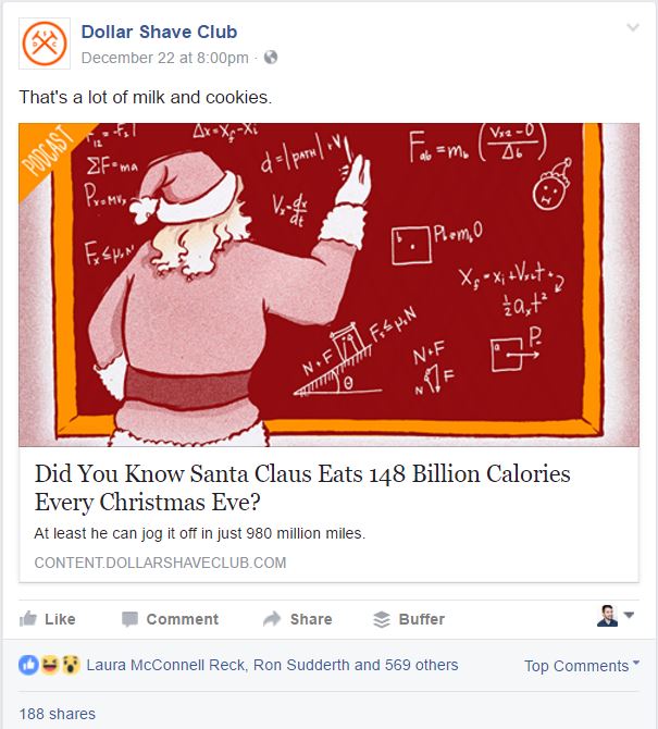 Dollar Shave Club's funny Facebook post