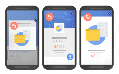 Examples of intrusive interstitial pop-ups connected  a mobile tract  according to Google.