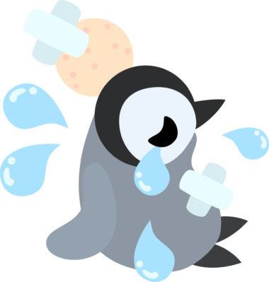 Hurt baby penguin