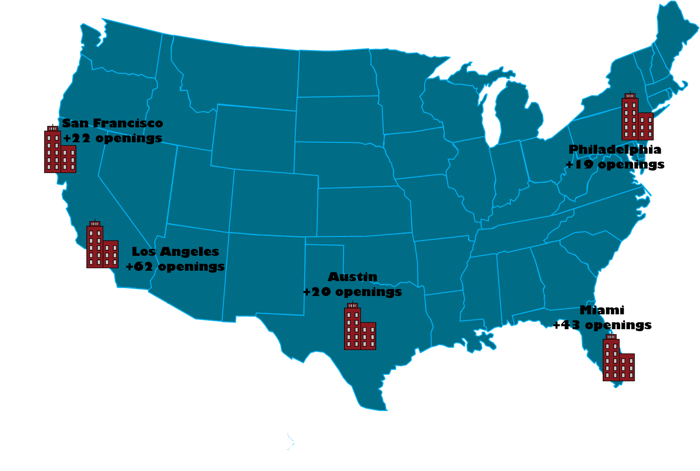 Top 5 USA cities in SEO job growth: San Francisco, Los Angeles, Austin, Philadelphia & Miami