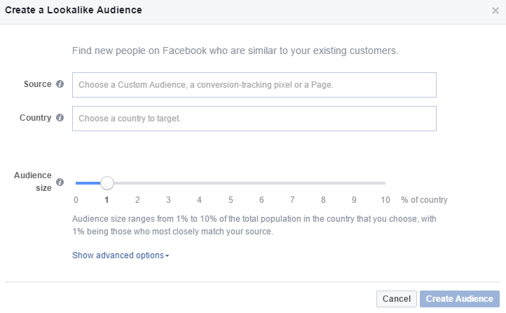 Creating Facebook Lookalike audiences