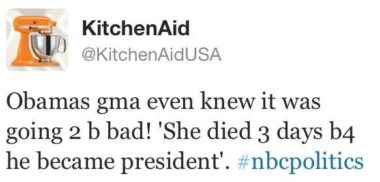 KitchenAid tweet on Obama's presidency