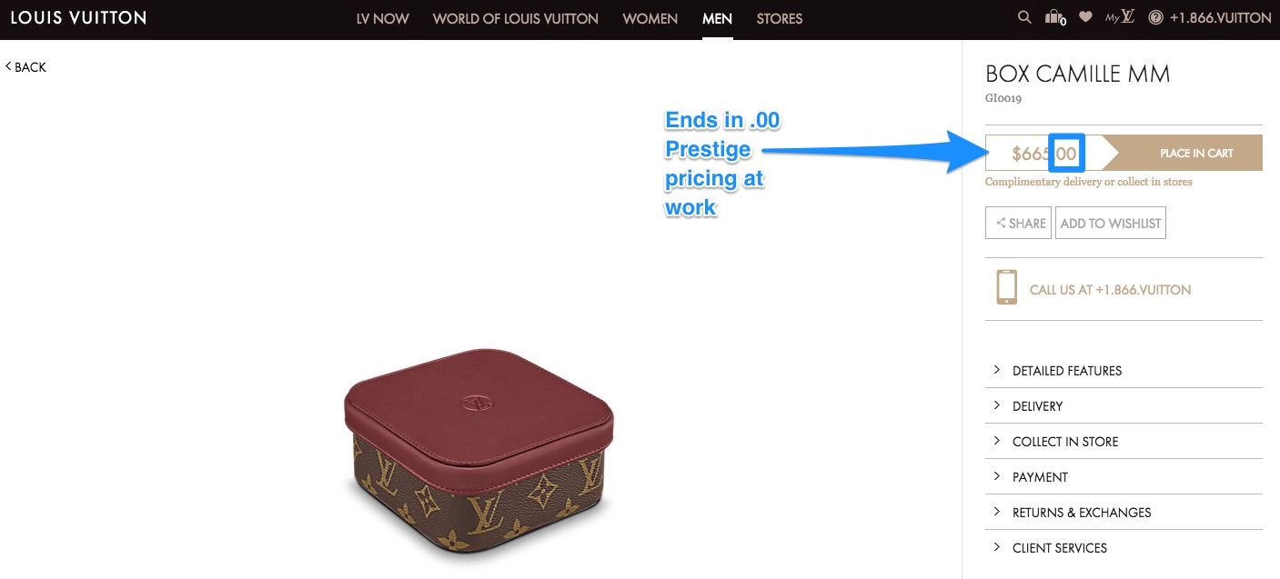Louis Vuitton luxury pricing example