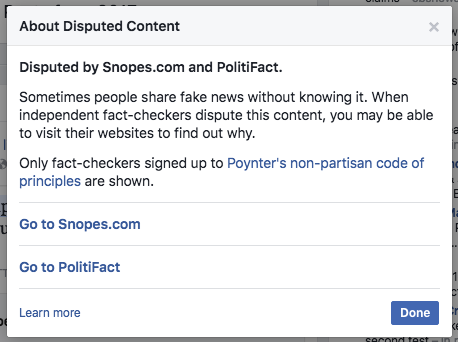 Facebook about disputed content