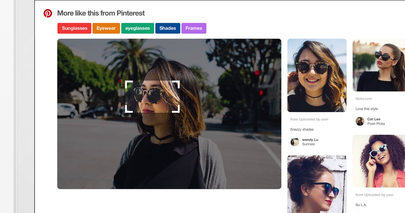 Pinterest visual search results