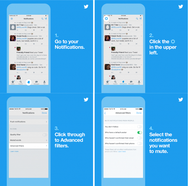 Twitter advanced notification filters