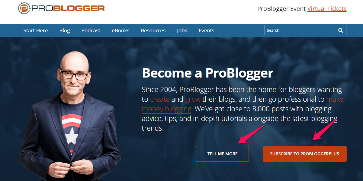 Problogger website welcome mat
