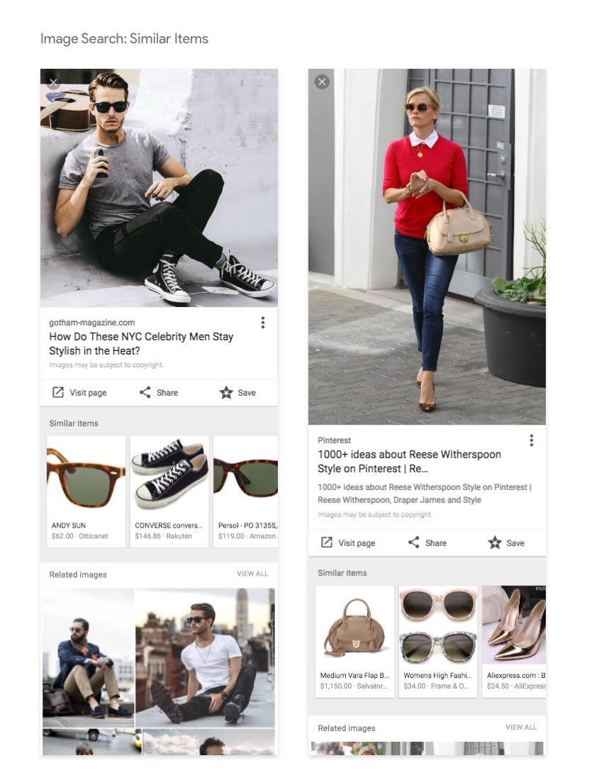 Google Image Search Introduces “Similar Items” Suggestions