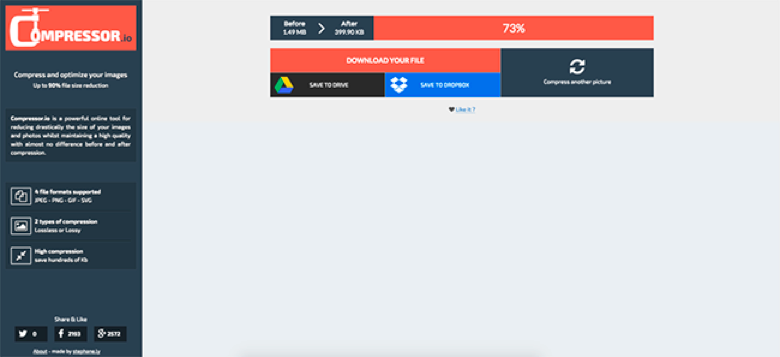 Compressing images with compressor.io